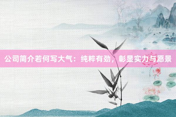 公司简介若何写大气：纯粹有劲，彰显实力与愿景